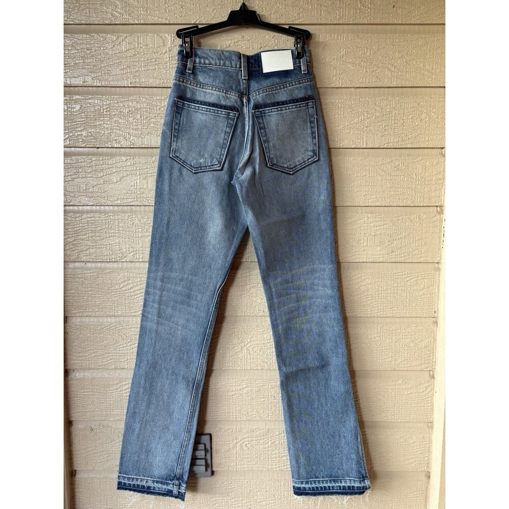 EB Denim womens Unraveled Two Jean size 23 Luca Button Fly Ankle Slit 33" inseam - Picture 5 of 8